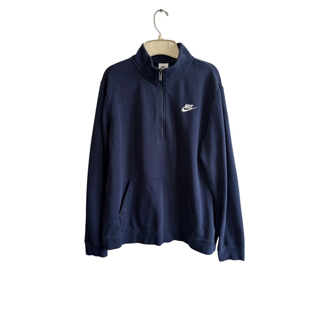 Nike Men's XL Sportswear Club Fleece 1/4 Zip Pullover Navy Blue Loungewear Gym